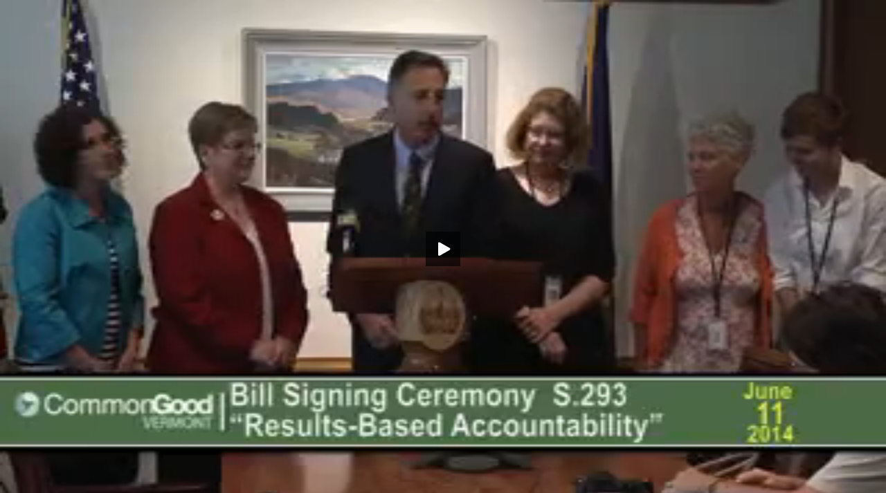 Governor Peter Shumlin Signs S.293, The Outcomes Bill